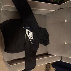 Nike Black Hoodie with White Swoosh and Neon Green Accents